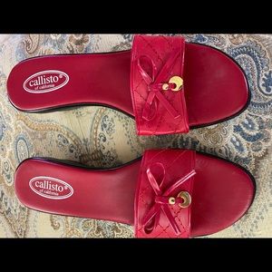Red Callisto Wedge Sandals